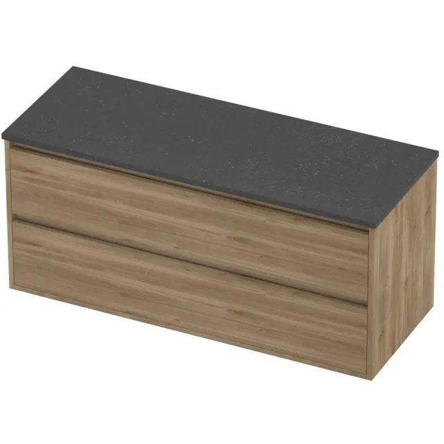 Proline Deck Badmeubelset Hardsteen Greeploos 2 Laden 120x46x54 cm Blue Stone Cider Oak Eiken