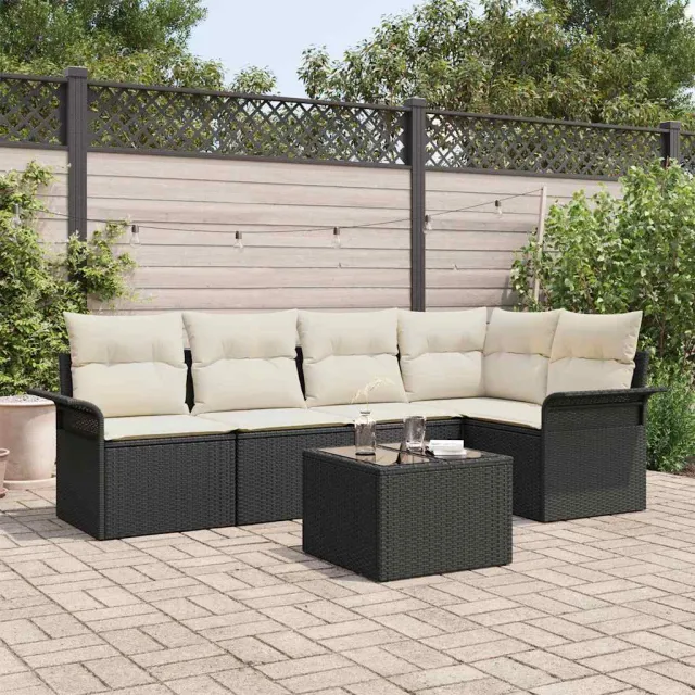 vidaXL Tuin Sofa Set 6 st Zwart poly rattan, foto 2