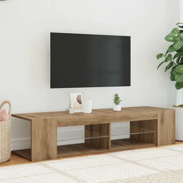 vidaXL Tv-meubel met LED 135x39x30 cm bewerkt hout artisanaal eiken Bruin