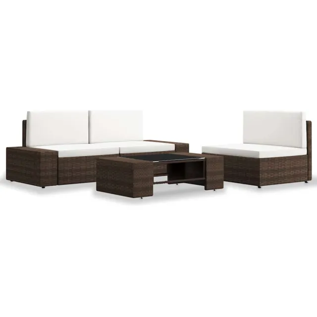 vidaXL 4-delige Loungeset poly rattan bruin, foto 2