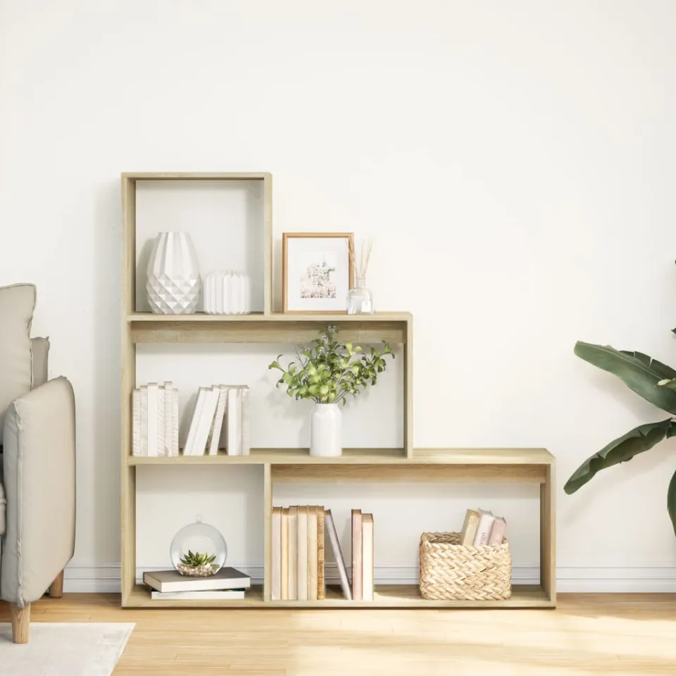 vidaXL Kamerscherm / boekenkast 123x29x123 cm hout sonoma eiken, foto 3