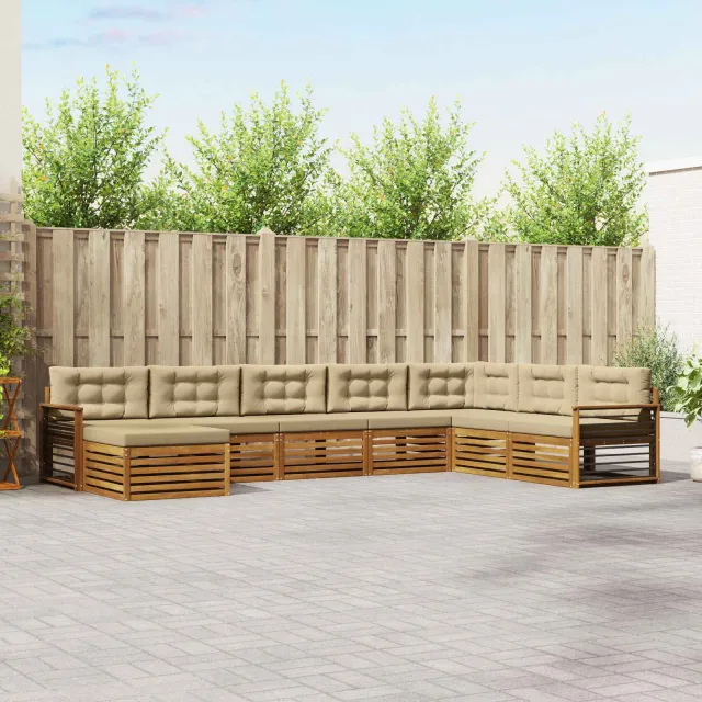 vidaXL Buiten bankenset 8 st 7-zits Natuurlijk en Beige
