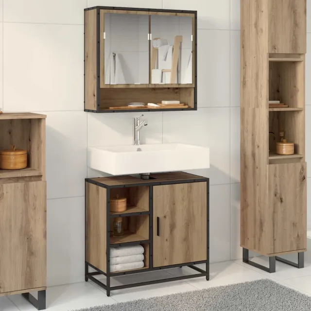 vidaXL Badkamerkast Artisan Eiken 65 x 33 x 60 cm Bewerkt hout Bruin