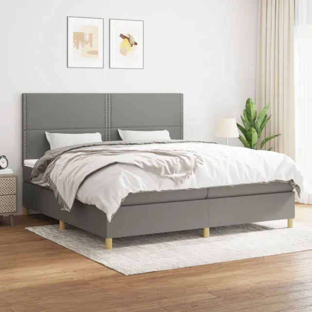 vidaXL Boxspring met matras stof donkergrijs 200x200 cm grijs