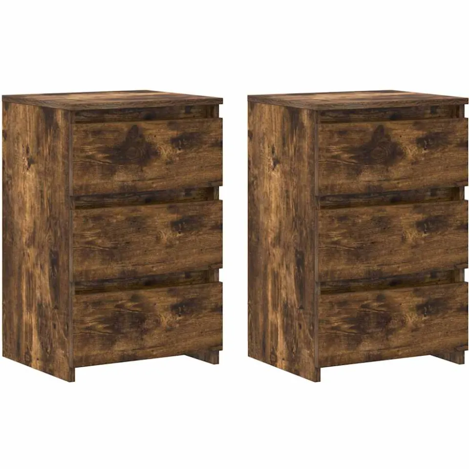 vidaXL Nachtkastjes 2 st 40x35x62,5 cm bewerkt hout gerookt eikenkleur, foto 3