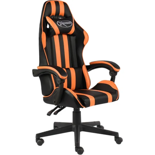 vidaXL Racestoel - kunstleer - zwart - en - oranje zwart en oranje