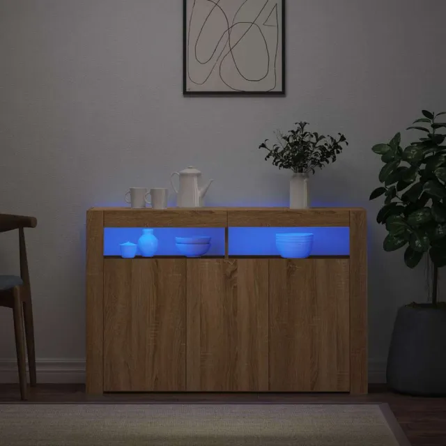 vidaXL Dressoir met LED-verlichting 115,5x30x75 cm sonoma eikenkleur, foto 2