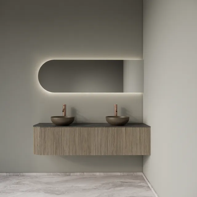 Gliss Design Badkamermeubelset Gliss Design Alluro 160 cm Rechts Corn Silk Eiken