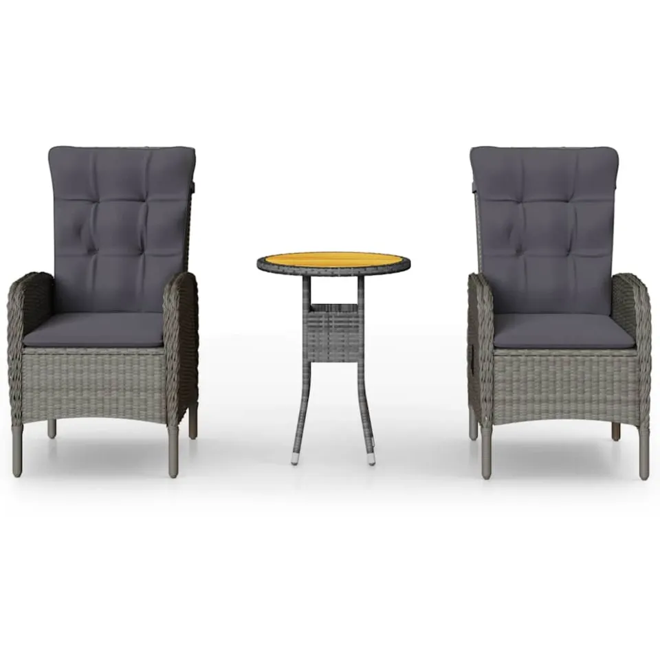 vidaXL 3-delige Tuinset poly rattan grijs, foto 3