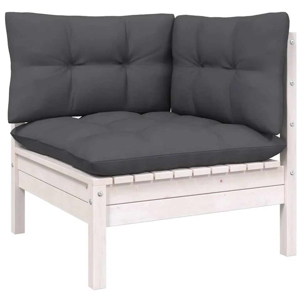vidaXL 10-delige Loungeset met kussens massief grenenhout wit