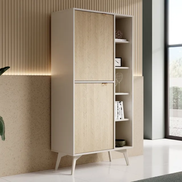 MEUBELLA Boekenkast Essence - Beige - Licht eiken - 80 cm
