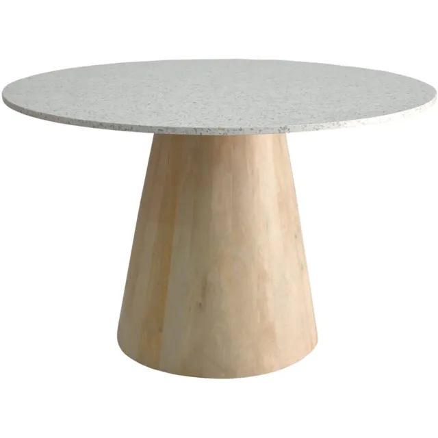 DÉJA Living Eettafel Sara Rond - Terrazzo/Hout - Naturel - 120x120x76cm