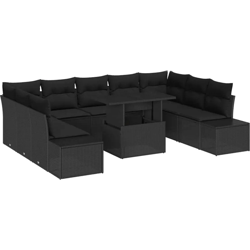 vidaXL Tuin Sofa Set 10 st Zwart poly rattan