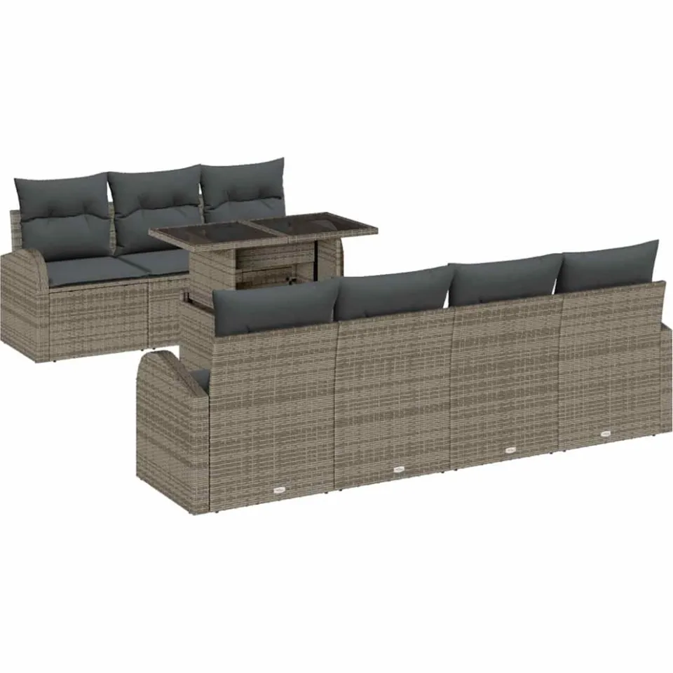 vidaXL Tuin Sofa Set 8 st Grijs Poly riet