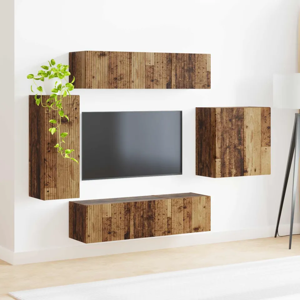 vidaXL TV Wandkast Set 6 st 78,5 x 30 x 29,5 cm Oud Hout bruin, foto 4