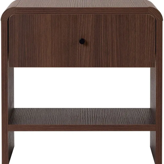 Skye Decor , Nachtkastje, Parila - Milano Walnut, Gemelamineerde spaanplaat, Milano walnoot, 45 x 40 x 45 cm