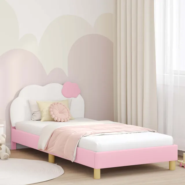 vidaXL Bedframe voor kinderen met hoofdbord Roze 90 x 200 cm PU