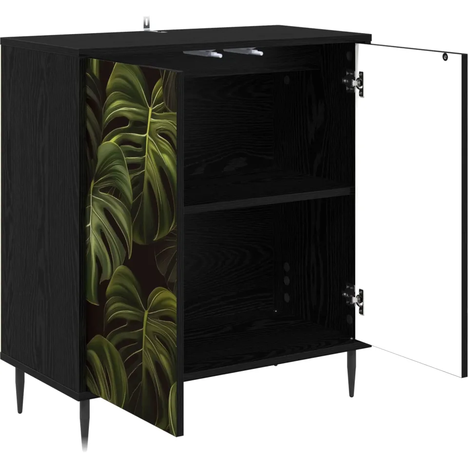 vidaXL Dressoir ELBURG Zwart eiken 69 x 33 x 76 cm Bewerkt hout
