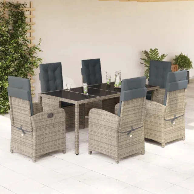 vidaXL 7-delige Tuinset met kussens poly rattan grijs, foto 2