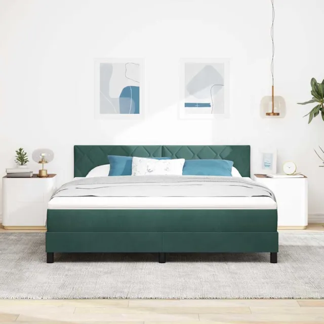 vidaXL LED Box Spring Bed Donkergroen 180 x 200 cm Fluweel
