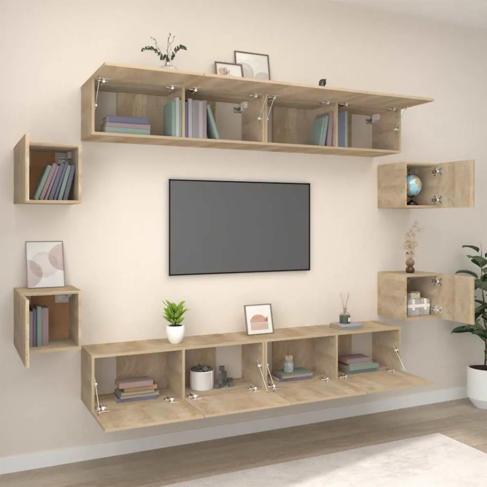 vidaXL 8-delige Tv-meubelset bewerkt hout sonoma eikenkleurig, foto 4