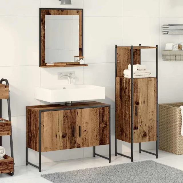 vidaXL Badkamermeubelset 3 st Bruin 33 x 33 x 113.5 cm Bewerkt hout, foto 2