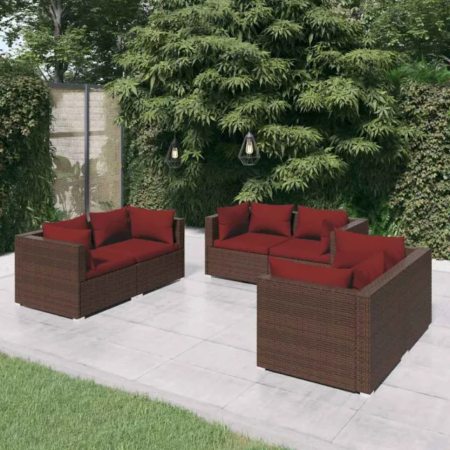 vidaXL 6-delige Loungeset met kussens poly rattan bruin, foto 2