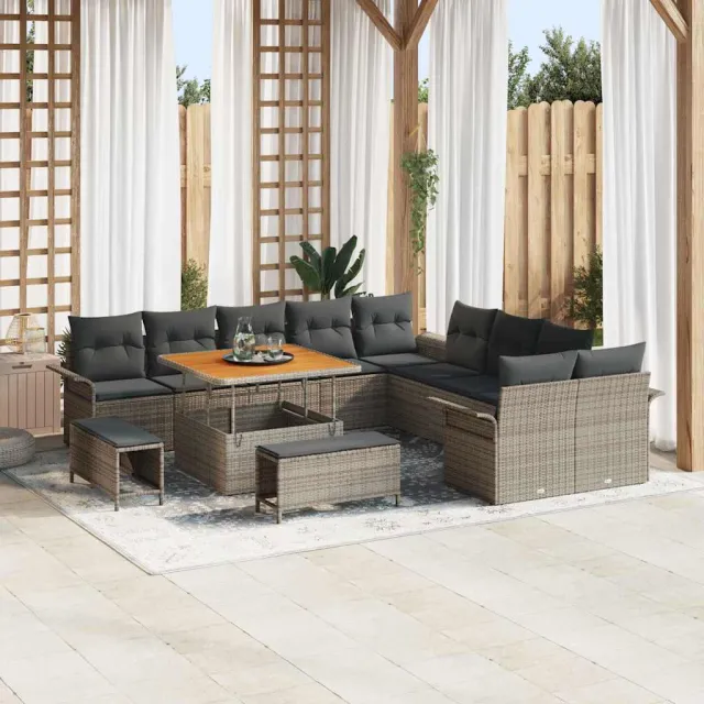 vidaXL Tuinbankenset 13 st Grijs poly rattan
