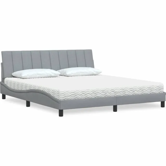 vidaXL Bed met matras "Hanko" stof lichtgrijs 180x200 cm