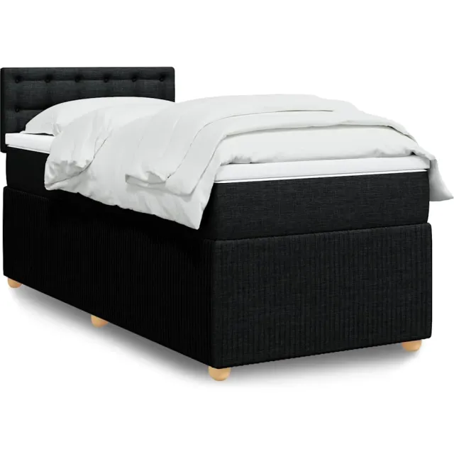 vidaXL Boxspring met matras stof zwart 90x190 cm