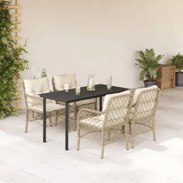 vidaXL 5-delige Tuinset met kussens poly rattan beige, foto 2
