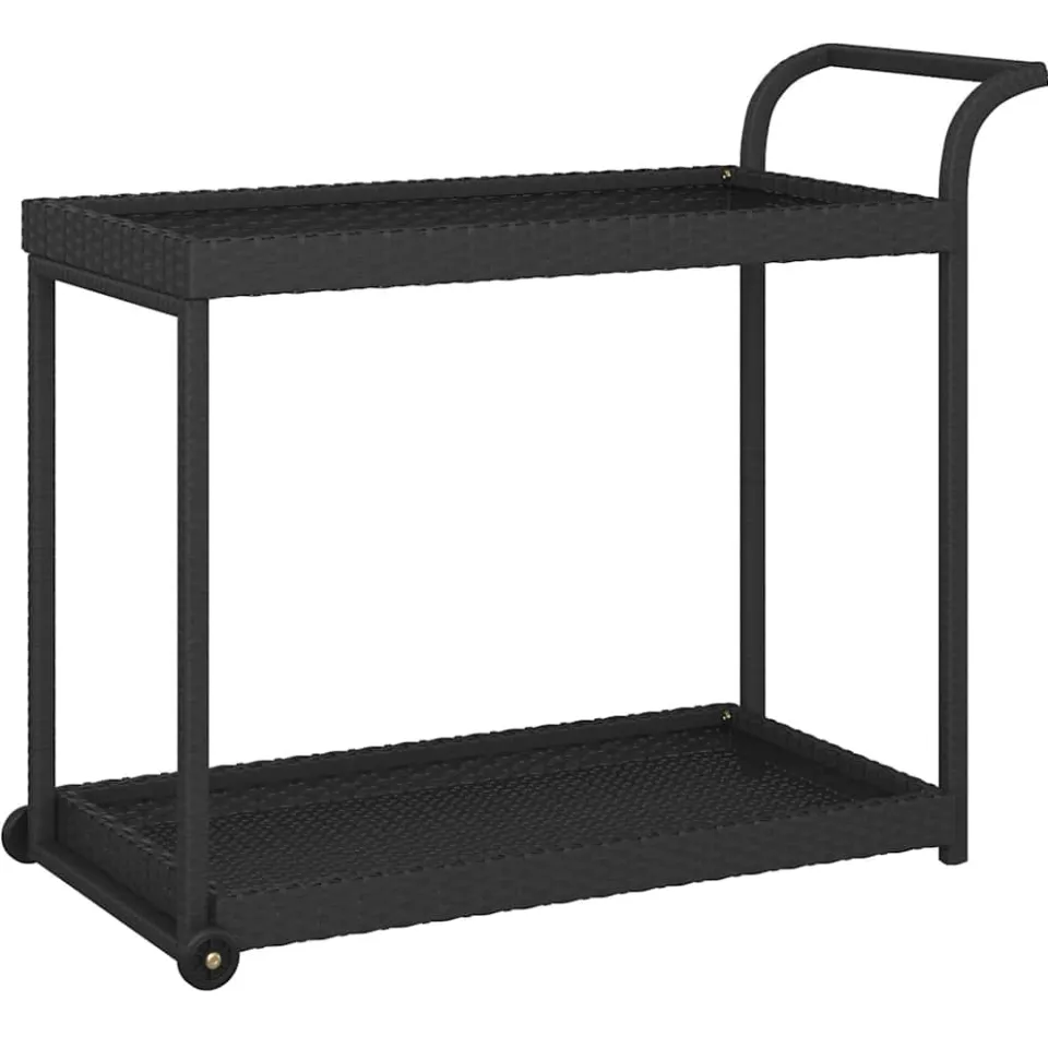 vidaXL Serveerwagen 100x45x83 cm poly rattan zwart, foto 3