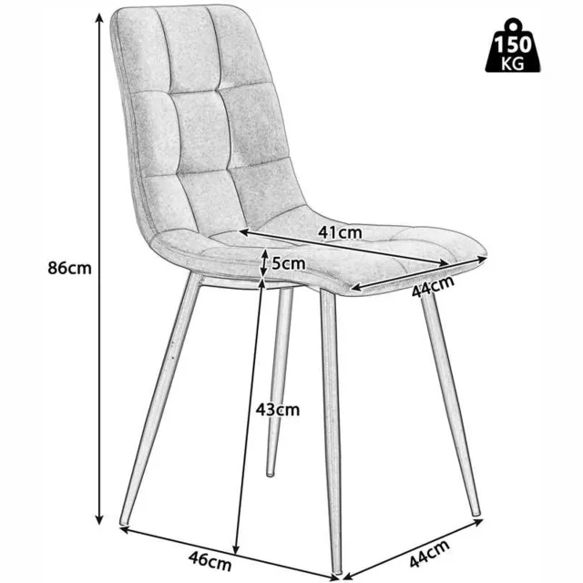 City long dragon LONG DRAGON - Eetkamerstoelen - Set van 4 - Linnen bekleding - Gepolsterde rugleuning - Metalen onderstel - Donkergrijs