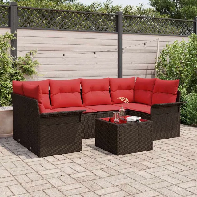 vidaXL Tuin Sofa Set 7 st Bruin poly rattan, foto 2