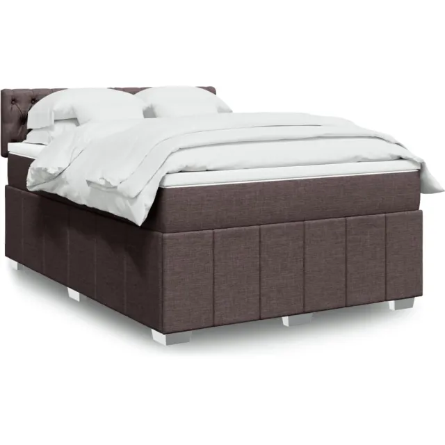 vidaXL Boxspring met matras stof donkerbruin 160x200 cm bruin