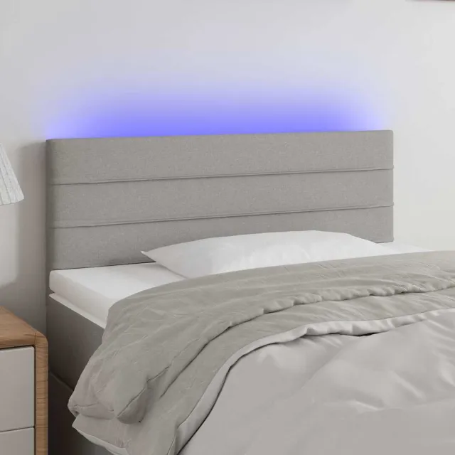vidaXL Hoofdbord LED 100x5x78/88 cm stof lichtgrijs grijs
