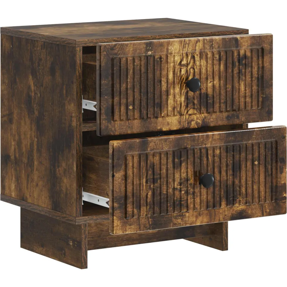 vidaXL Nachtkastje Gerookt eiken 43 x 34,5 x 47,5 cm Bewerkt hout, foto 3