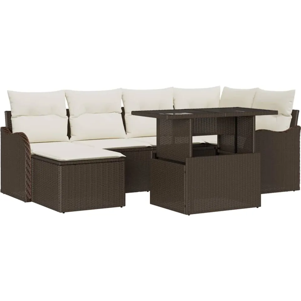 vidaXL Tuin Sofa Set 7 st Bruin [Synthetisch]: Poly Rattan