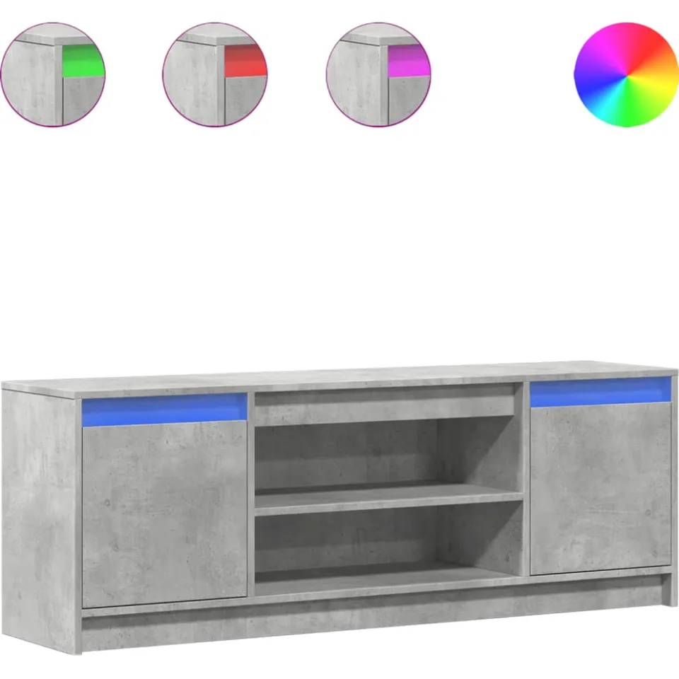 vidaXL Tv-meubel met LED 139,5x34x50 cm bewerkt hout betongrijs grijs, foto 3