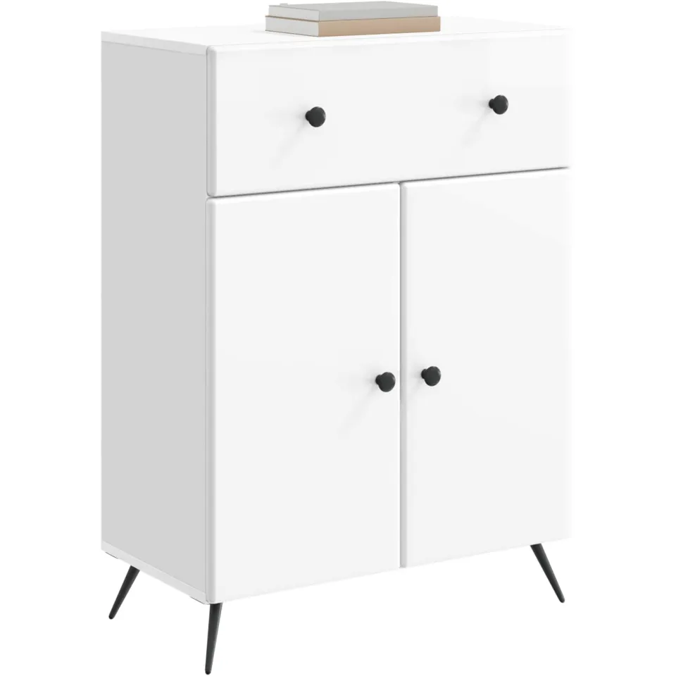 vidaXL Dressoir Hoogglans Wit 66 x 34,5 x 90 cm Bewerkt hout