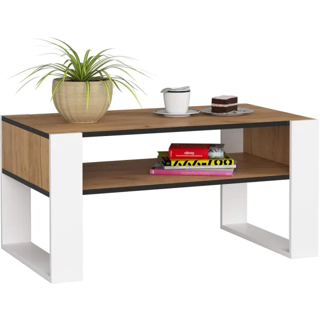 Akord Salontafel Koffietafel DOMI / Craft Eik - Wit / 92x45x53 cm