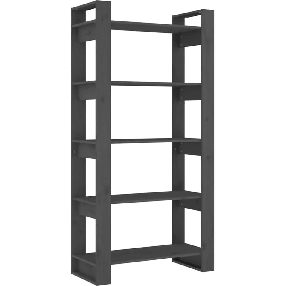 vidaXL Boekenkast/kamerscherm 80x35x160 cm massief hout grijs