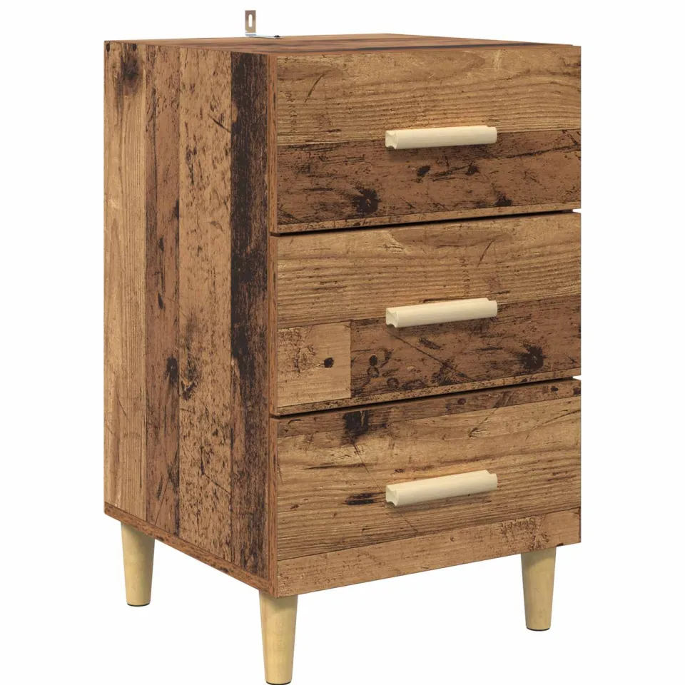 vidaXL Nachtkastje Oudhout 40 x 40 x 66 cm Bewerkt hout bruin, foto 3