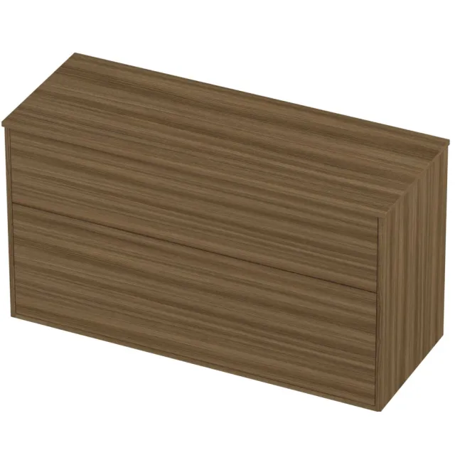 Proline Deck Badmeubelset Voor Grepen Asymmetrisch Kader 2 Laden 120x46x67 cm Caramel Walnut Houtlook