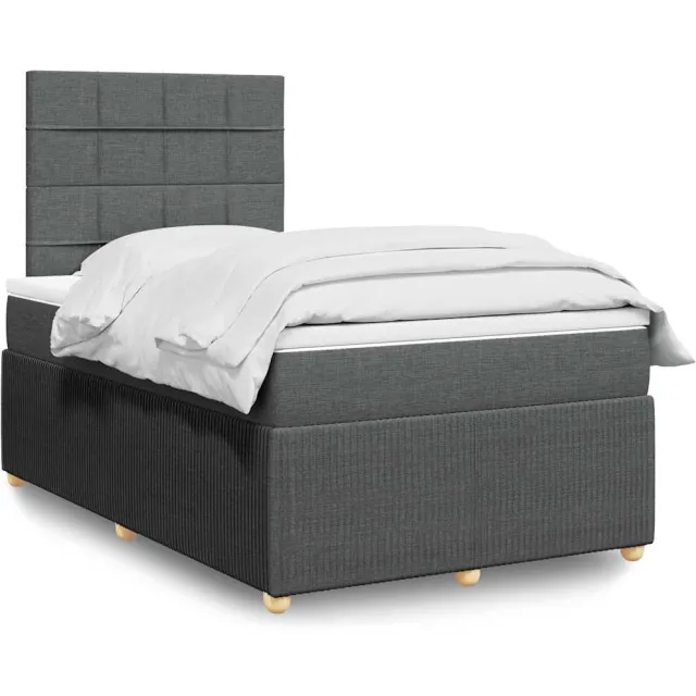 vidaXL Boxspring met matras stof donkergrijs 120x190 cm grijs