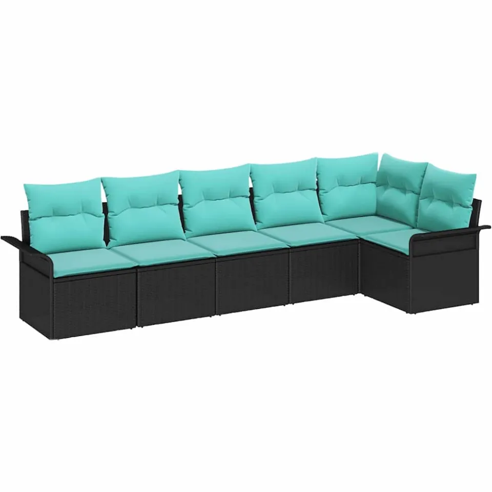 vidaXL Tuin Sofa Set 6 st Zwart poly rattan
