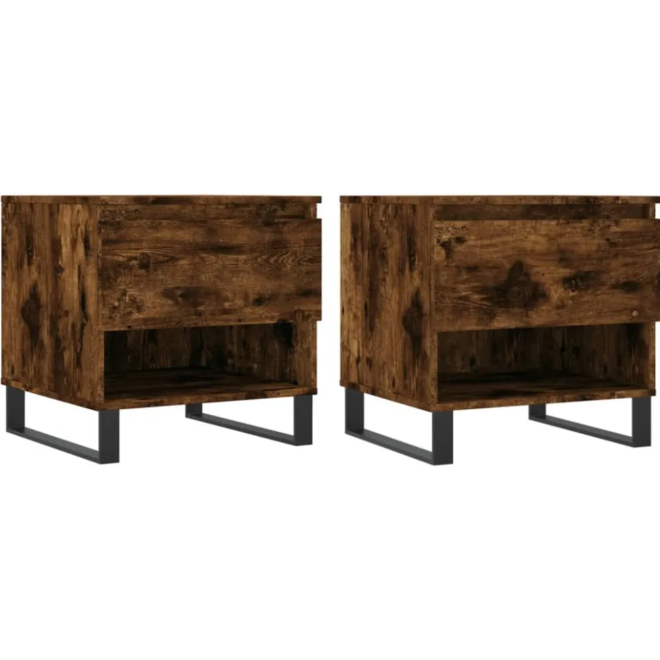 vidaXL Salontafels 2 st 50x46x50 cm bewerkt hout gerookt eikenkleurig, foto 3