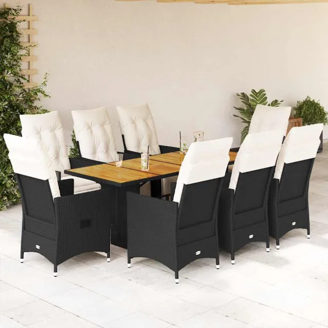 vidaXL 9-delige Tuinset poly rattan zwart, foto 2