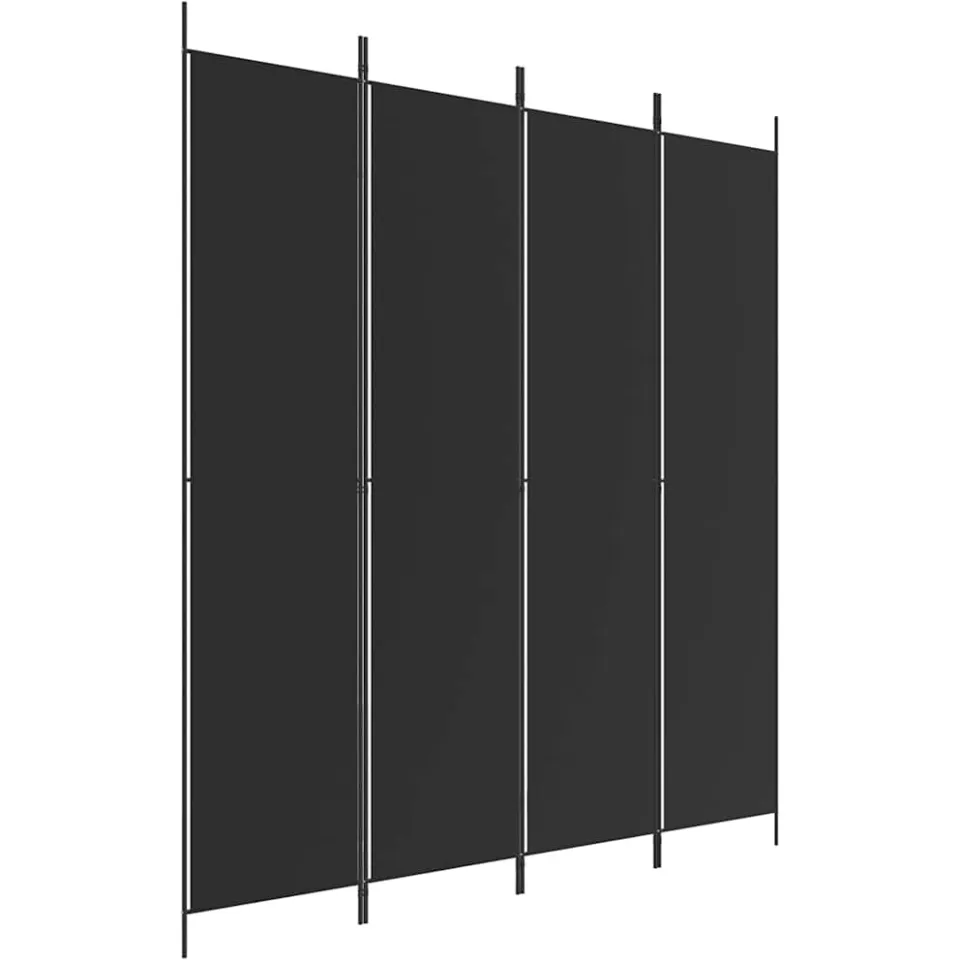 vidaXL Kamerscherm met 4 panelen 200x220 cm stof zwart, foto 4