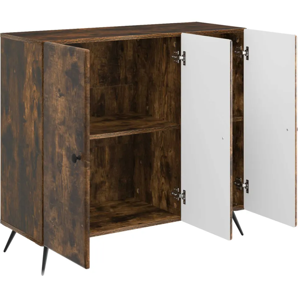 vidaXL Dressoir Gerookt eiken 89 x 34,5 x 80 cm Bewerkt hout, foto 3